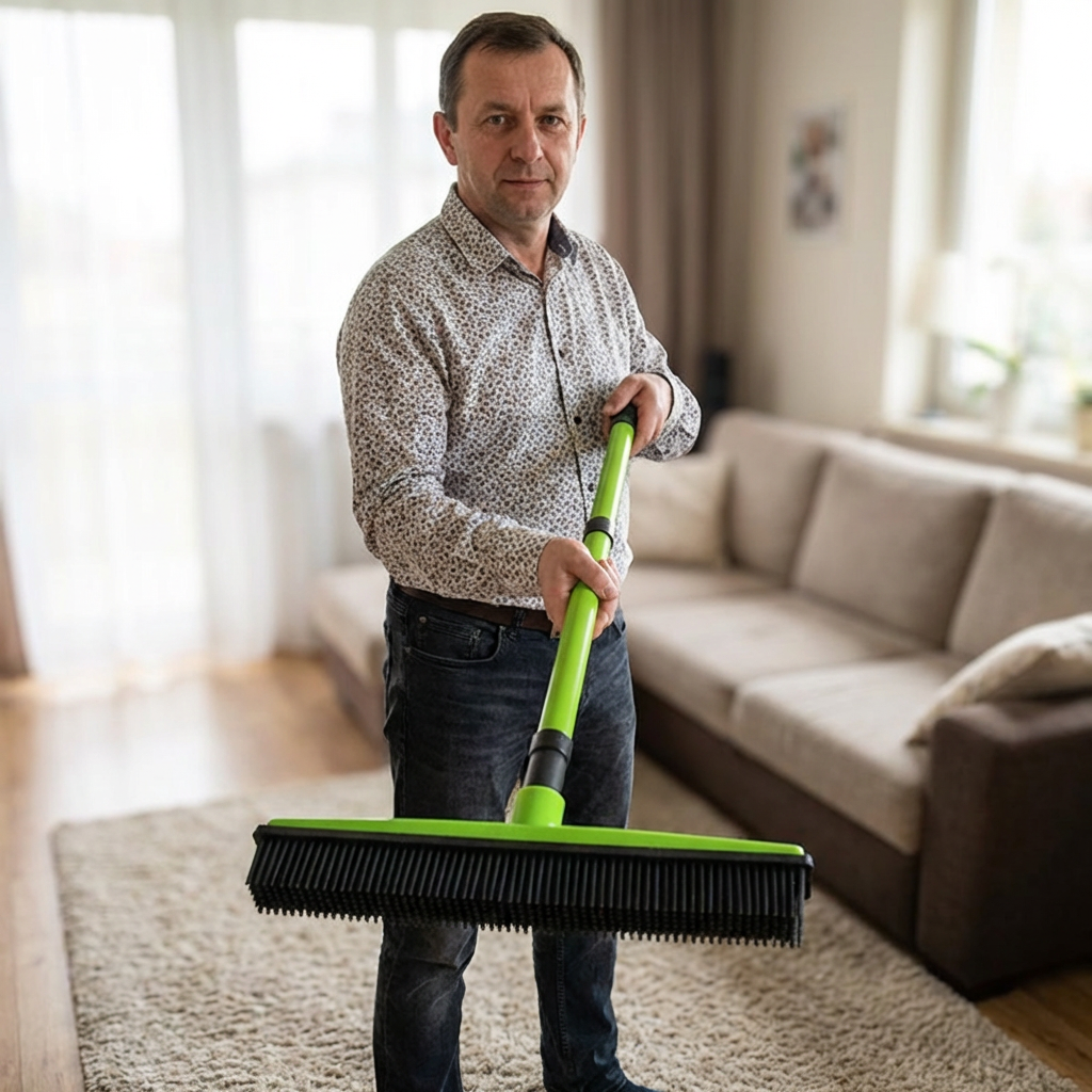 Teleskopowa Szczotka do Usuwania Sierści Zwierząt – Czyścik do Wielu Powierzchni do Dywanów, Sof i Legowisk dla Psów