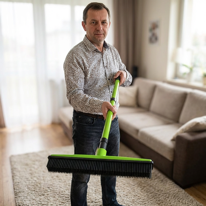 Teleskopowa Szczotka do Usuwania Sierści Zwierząt – Czyścik do Wielu Powierzchni do Dywanów, Sof i Legowisk dla Psów