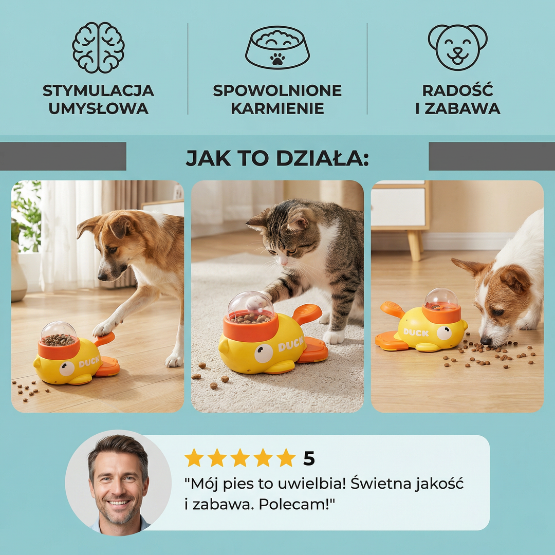 Interaktywny Podajnik Do Puzzli Dla Zwierząt – Zabawka Do Spowolnionego Karmienia W Kształcie Kaczki Dla Psów I Kotów