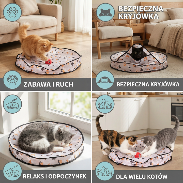 Interaktywna zabawka – kryjówka z piłką dla kota