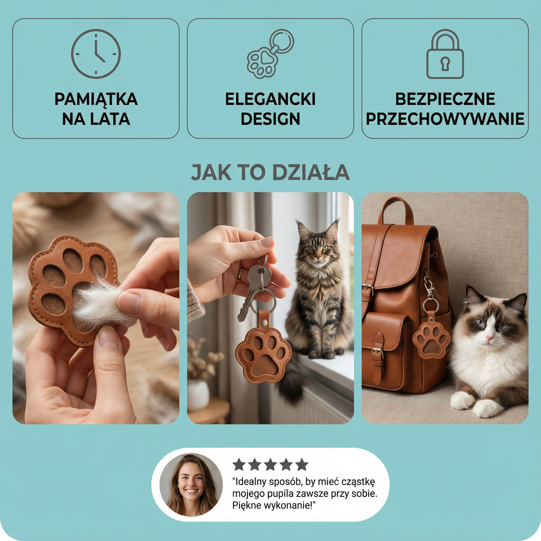 Skórzany brelok pamiątkowy do przechowywania sierści zwierząt