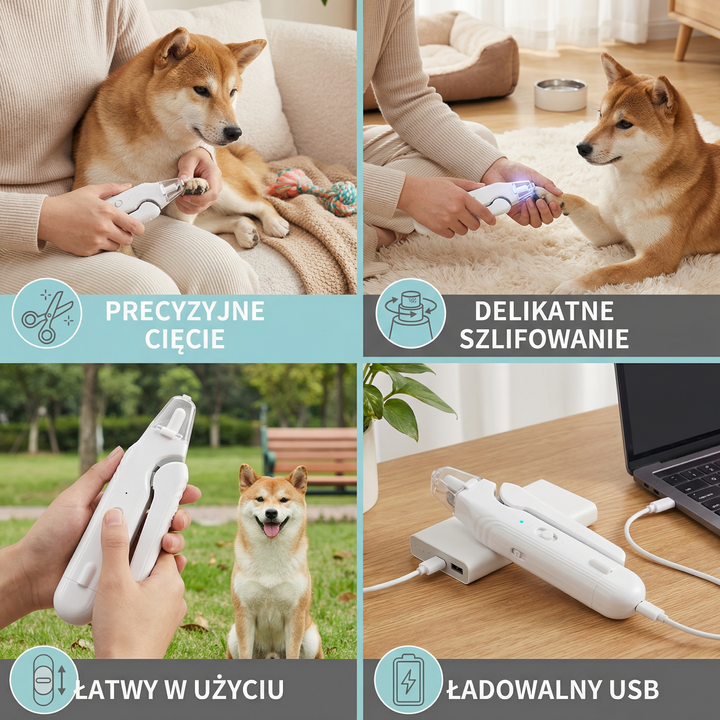 2w1 Cichy obcinacz i szlifierka do pazurów dla psów – cichy, ładowalny i delikatny